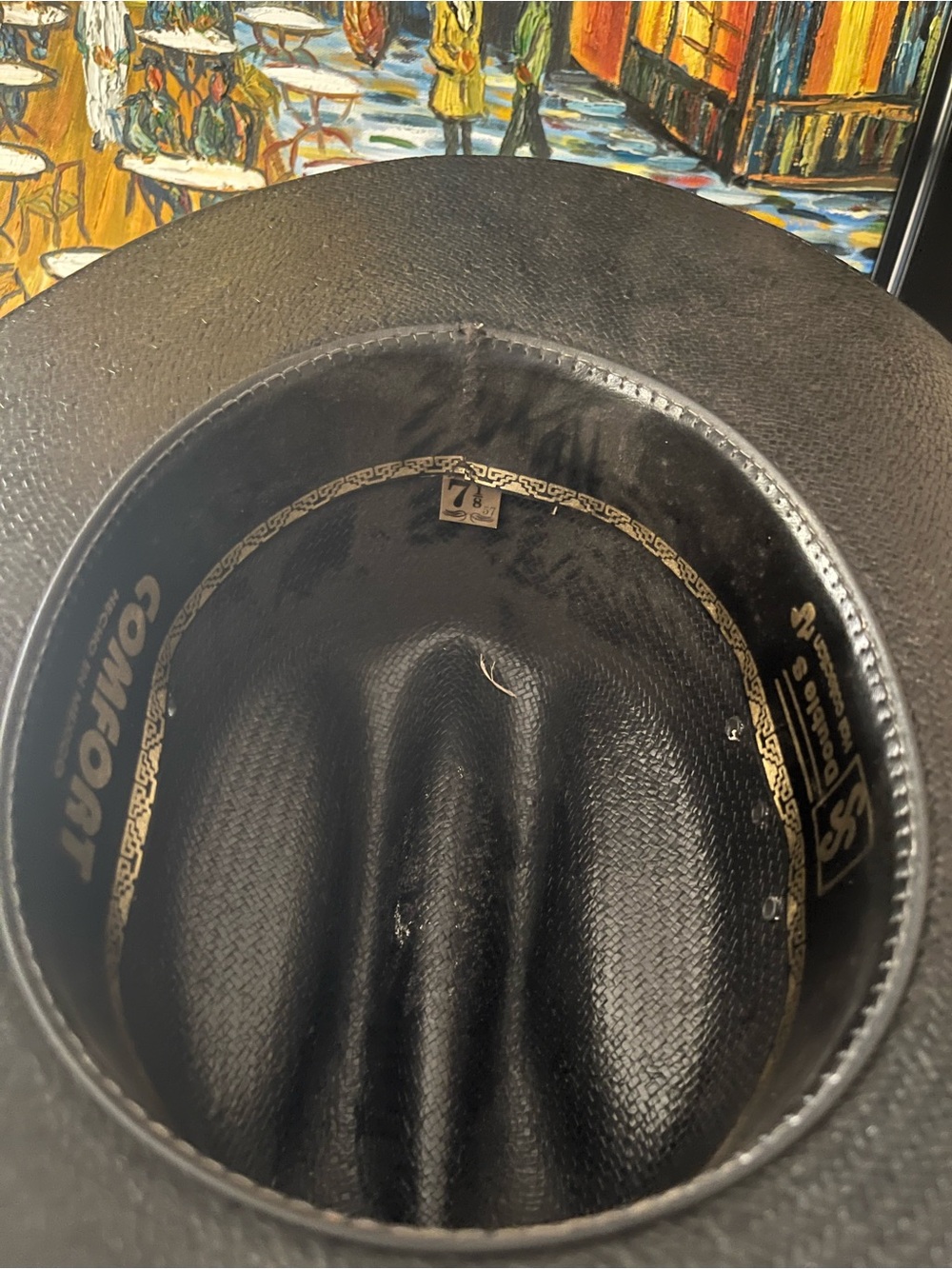 Men's Black Straw Cowboy Hat - Classic Western Style - Picture 5 of 5